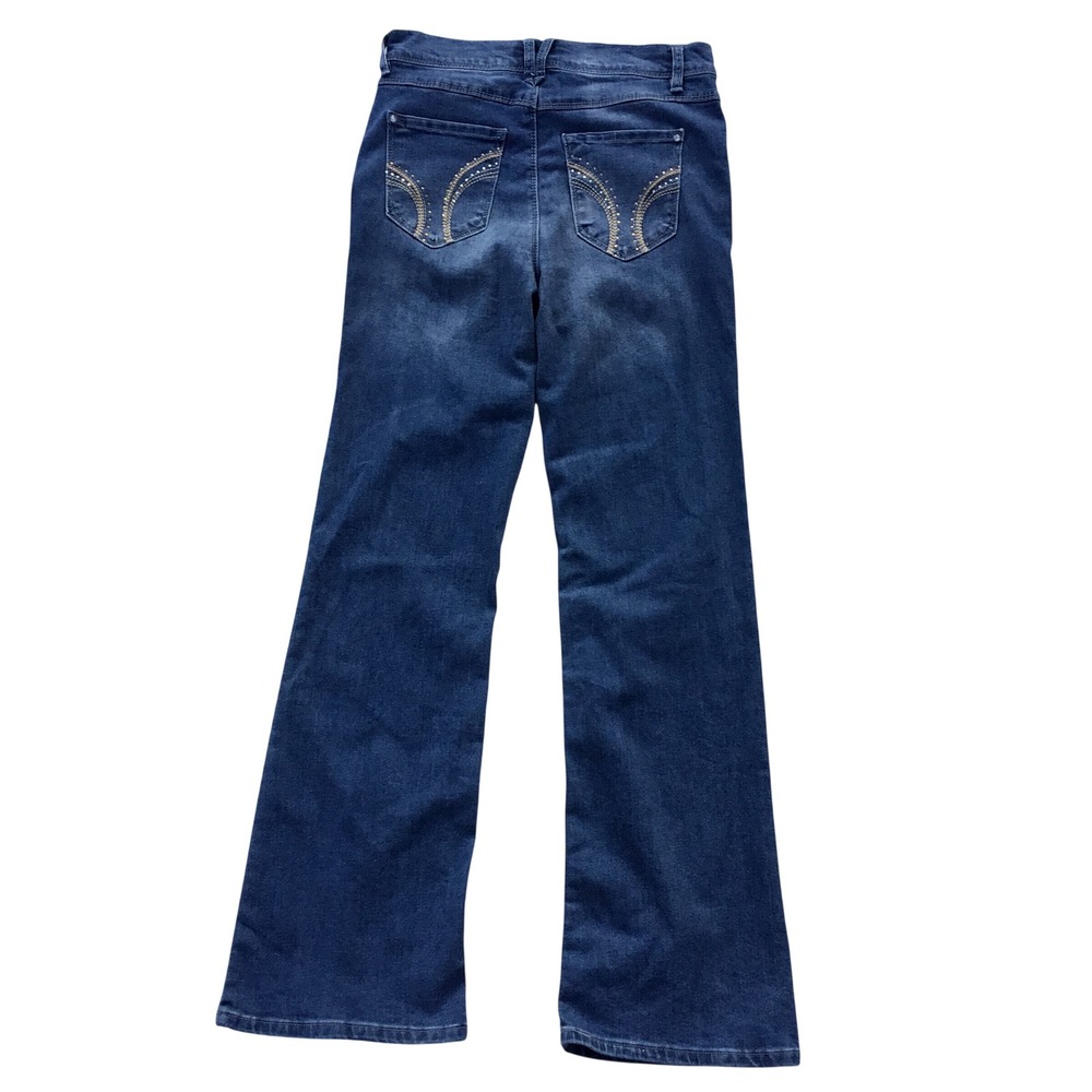 Curve Appeal High-Rise Flare Jeans Dark Wash Rhinestone Back Pocket Size 4/27